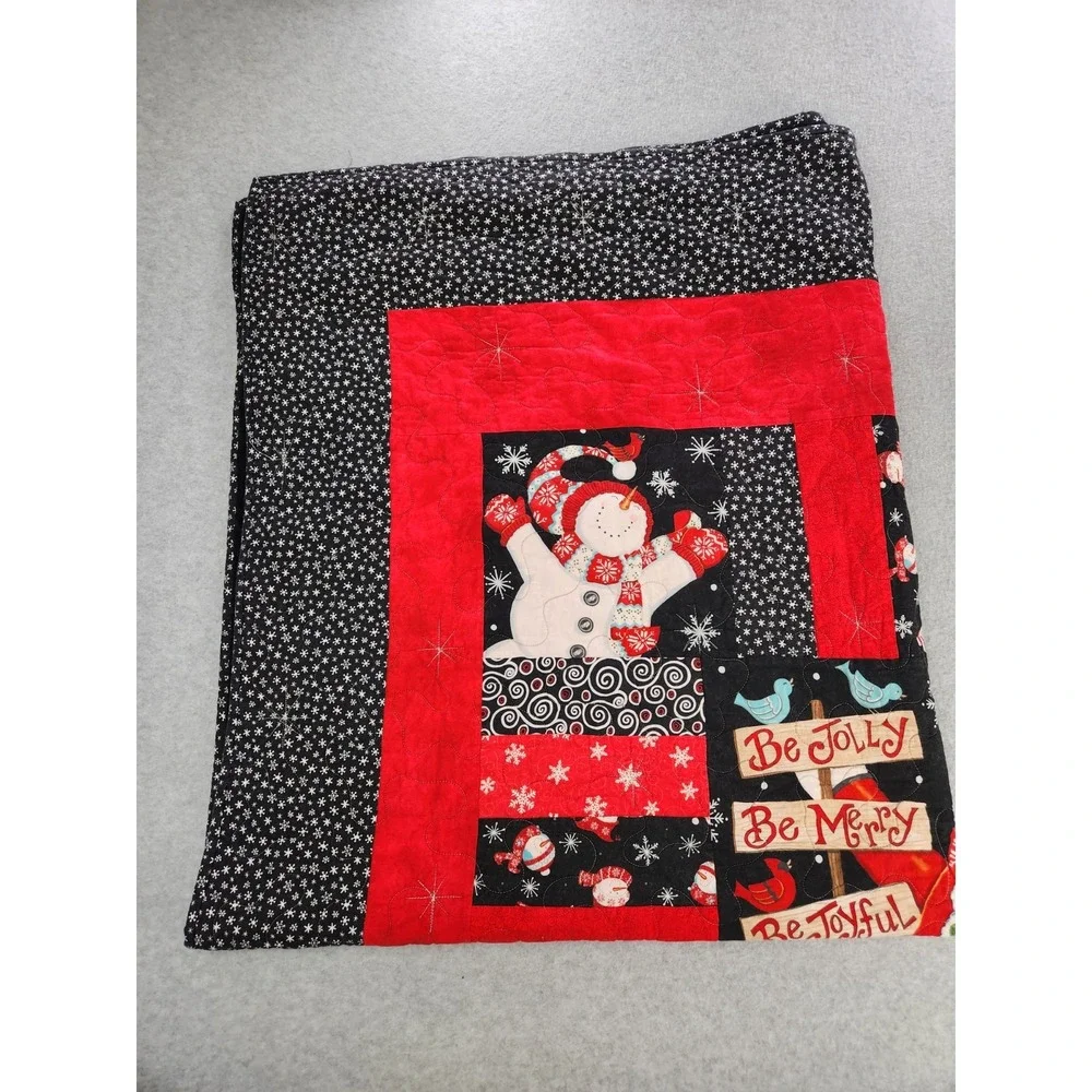 Vintage Christmas Snowman Holiday Cotton Patchwork Quilted‎ Throw Blanket 50x60